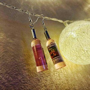 Homemade wine bottle earrings